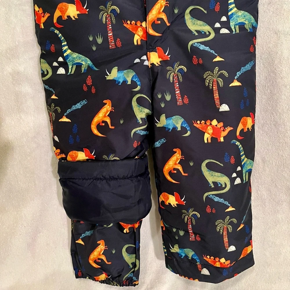 The Children’s Place Dinosaur Snow Bib Overalls 2T Fleece Lined